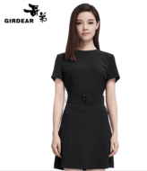 哥弟女裝夏款新品高腰系帶短袖修身連衣裙590068