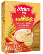 亨氏金裝DHA+AA三文魚胡蘿卜配方營養米粉25g*8袋全新升級魚肉系列