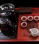 红木茶盘白色茶具