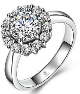 洛宝希锦绣求婚结婚钻戒18K白金钻石戒指女戒群镶1-3克拉效果LAF906