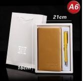 企業(yè)定制黃色款記事本A6(128頁紙)簽字筆套裝禮品甲骨文定制