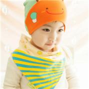 婴幼小蜜蜂纯棉针织帽三角巾套装