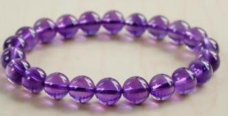 精品紫晶-雅紫5A级天然紫水晶手链（8.5MM,长码,附证书）