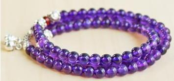 优品紫晶-5A级天然紫水晶绕三圈手链（5MM，短码，附证书）